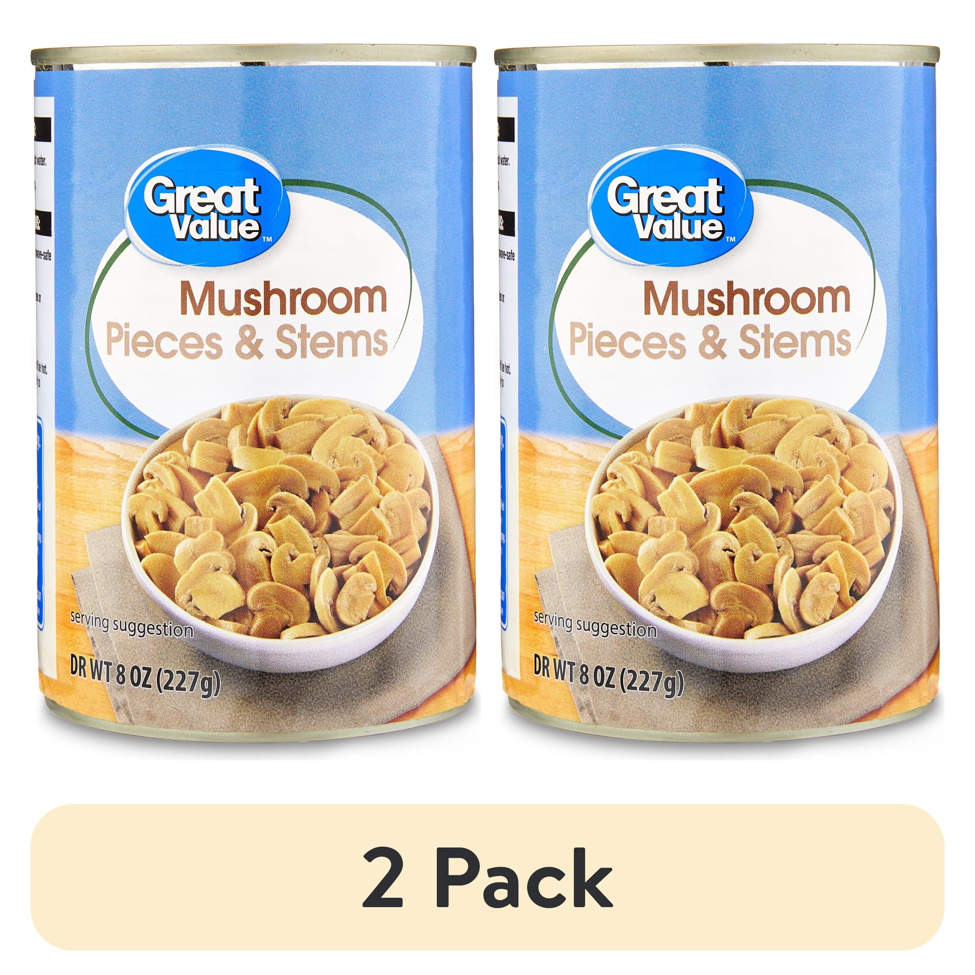 (2 pack) Great Value Mushroom Pieces and Stems Mushroom, 8 oz