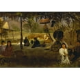 thumbnail image 2 of Bierstadt, Albert 32x24 Gold Ornate Wood Framed with Double Matting Museum Art Print Titled - California Indian Camp, 2 of 4