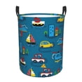 thumbnail image 2 of Uemuo Transportations with Buildings Pattern Circular Laundry Hamper Basket with handles,Collapsible laundry basket,Large capacity laundry hamper,Laundry Organizer-, 2 of 8
