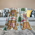 thumbnail image 2 of Creowell Christmas Gingerbread Man Flannel Blanket, Pink Xmas Tree Stripes Throw Blanket Gifts for Kids Men Women, Funny Winter Holiday Soft Blanket for Bedding Sofa 40x50in, 2 of 6
