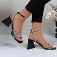 thumbnail image 5 of COM STAR Women’s Rhinestone Strappy Wedge Sandals Open Toe Ankle Strap Dress Heels for Party Evening Wedding Summer Shoes, 5 of 9