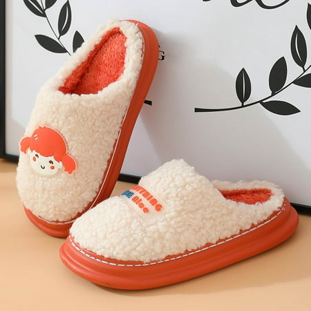 

Ladies Couple Models Cotton Slipper Autumn Winter Home Slippers Cute Cartoon Character Warm Plush Cotton Slippers Red 8.5