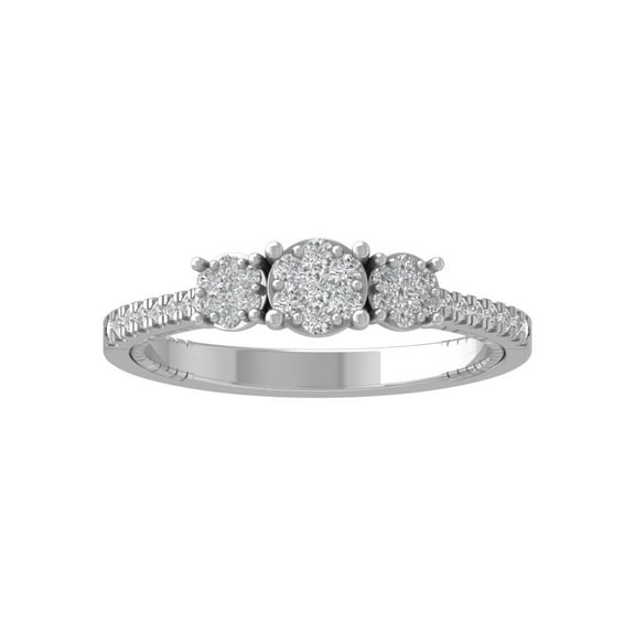 ARAIYA FINE JEWELRY 10K White Gold Round Cluster Diamond Engagement Ring (1/3 cttw, I-J Color, I2-I3 Clarity), Size 7