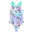 thumbnail image 3 of Doomiva Kids Girls Crisscross Back One Piece Swimsuit Printed Bathing Suit Bikini Hawaii Beach Swimwear Watercolor 10, 3 of 5
