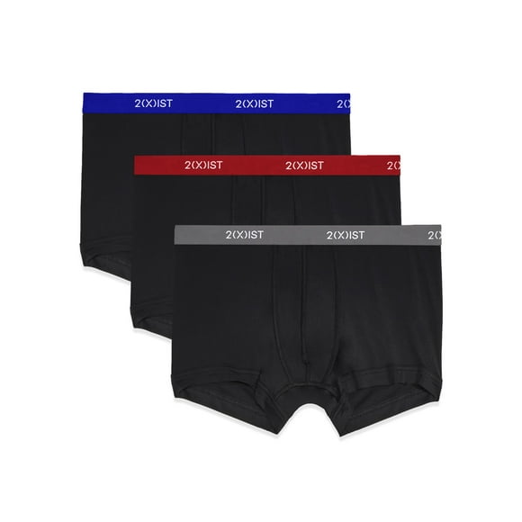 2(X)IST Men's Micro Speed Dri No Show Trunk 3-Pack Lapis/Scotts Red/Sharkskin, Large