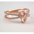 thumbnail image 4 of 2Ct Pear Cut Simulated Morganite & Diamond Women's Engagement Ring 14k Rose Gold Plated Silver, 4 of 5