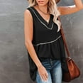 thumbnail image 5 of Womens Tank Tops V Neck Sleeveless Solid Color T Shirts Vest Summer Casual Comfy Peplum Tops Blouses Tunic Tank Shirts, 5 of 7