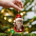 thumbnail image 1 of Santa-Hat Cute Cats Series Acrylic Ornaments Festive Felines Hanging Decoration For Christmas Trees, 1 of 6