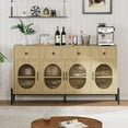 thumbnail image 1 of 62in Large Sideboard Buffet Cabinet with Storage and 3 Drawers, Buffet Table Coffee Bar Storage Cabinet with 4 Glass Doors for Dining Room, Living Room, Kitchen, 1 of 7