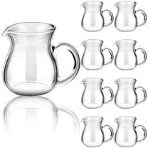 8 Pcs Glass Creamer Pitcher Transparent Milk Pourer Mini Milk Pitcher Small Glass Pitcher Mini Carafe Coffee Mug Coffee Pot Creamer Pitcher for Milk Coffee Tea Syrup (Normal, 4 oz)