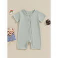 thumbnail image 2 of Nygoyerh Newborn Girls Boys One PCS Romper Short Sleeve Round Neck Zip Up Jumpsuit Infant Casual Clothing 3M 6M 12M 18M 24M, 2 of 9