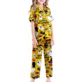 thumbnail image 5 of JAJAHO Halloween Kids Pajamas Set Boys Girls Satin 3 Piece Short Sleeve Sleepwear With Pants And Shorts 3-13Y, 5 of 7