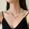 thumbnail image 6 of Elegant White Freshwater Pearl Necklace with Open Gold Heart Pendant and Heart-Shaped Gemstone – Timeless Jewelry Piece, 6 of 6