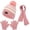 Pink, variant on Boys Girls Winter Warm Hat Scarf and Gloves Set Striped Knit Beanie for Cold Weather Outdoor Snow Activities Kids Toddler Mittens