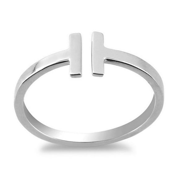 Daily Delight TheJewelryHut Designer Sterling Silver Double T Ring