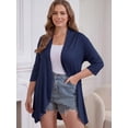 thumbnail image 4 of FlorCurve Plus Size Cardigans for Women 3/4 Sleeve Ruffle Cardigans Casual Lightweight Summer Cover Up, Navy 5XL, 4 of 6