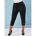 thumbnail image 3 of Leggings Cortos Talla Extra Panel Encaje Ahuecado Rosegal Leggings de talla grande, 3 of 5