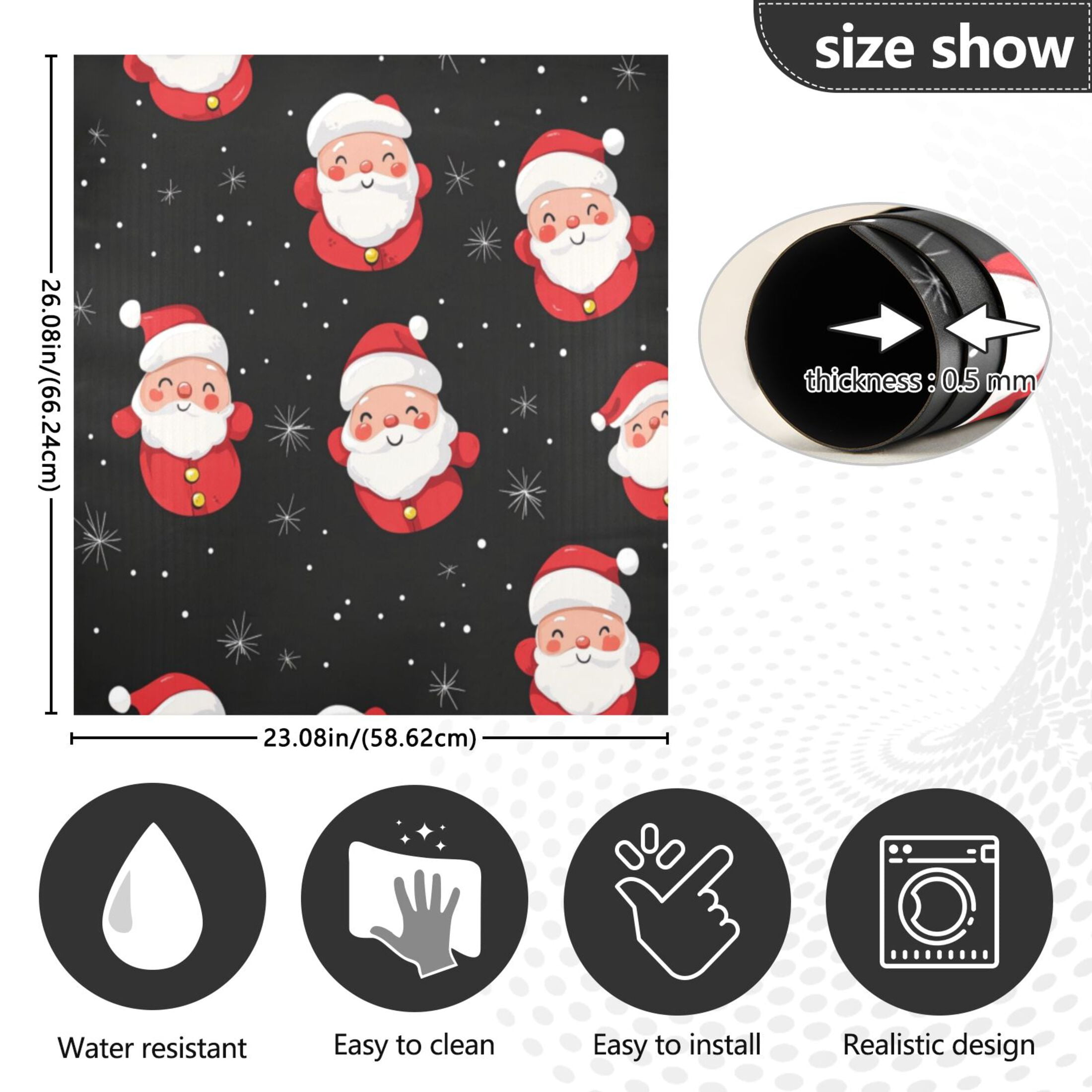 Dishwasher Magnetic Sticker 23x26 Inch Refrigerator Magnetic Sticker Washing Machine Magnetic Sticker Kitchen Panel Magnetic Sticker Home Decor Cute Santa Seamless