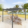 thumbnail image 4 of Ulax Furnitiure 10Ft x 13Ft Patio Aluminum Retractable Pergola with UV-Proof Canopy, Gray, 4 of 9