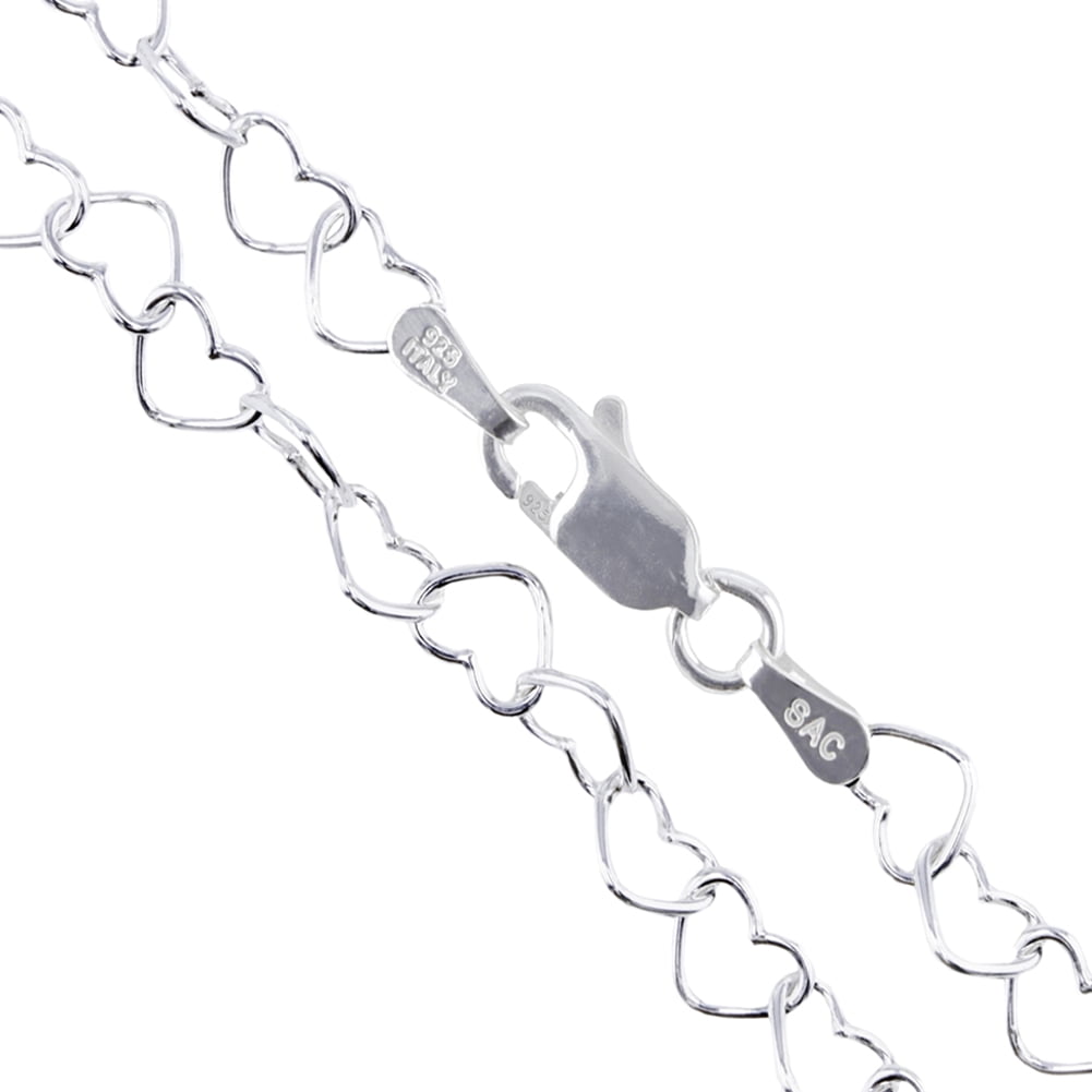 Sterling Silver Italian Love Heart Chain 5.3mm Solid 925 Italy Infinity Promise Necklace 28" Jewelry Female