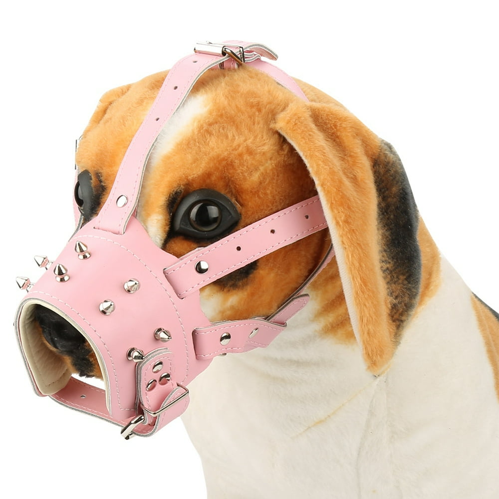Mgaxyff Rivets Studded Style Dog Muzzle with Adjustable Straps Pet Anti