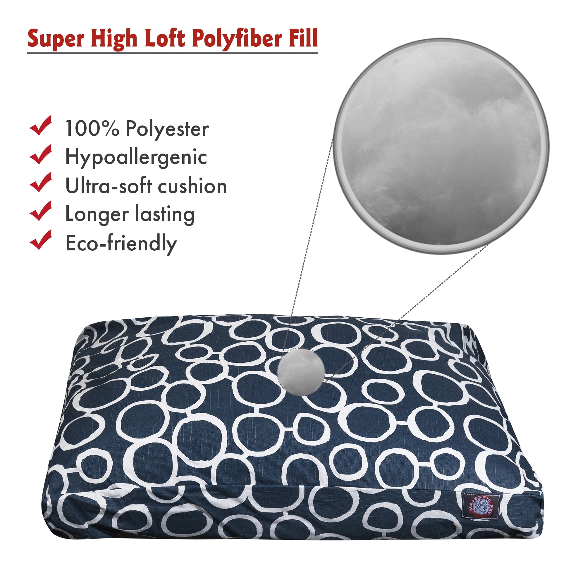 Majestic Pet | Fusion Rectangle Pet Bed For Dogs, Removable Cover, Navy, Medium