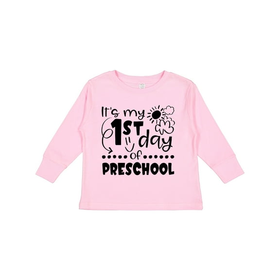 Inktastic It's My 1st Day of Preschool Clouds and Sunshine Boys or Girls Long Sleeve Toddler T-Shirt