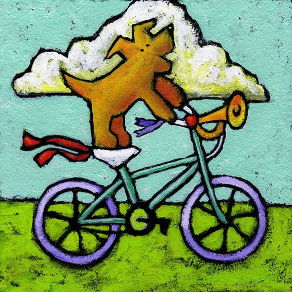 "Acrobat Dog Bike Antics" Painting Print on Wrapped Canvas