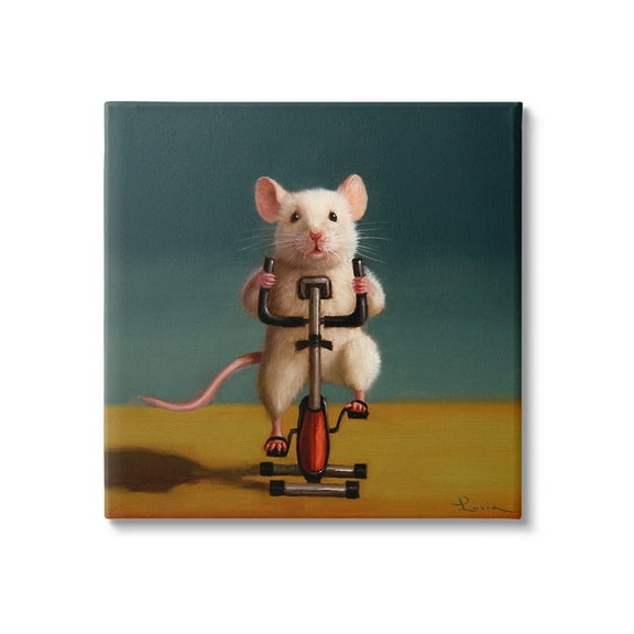Stupell Industries Funny Workout Mouse Animals & Insects Painting Gallery Wrapped Canvas Art Print Wall Art, 17 x 17