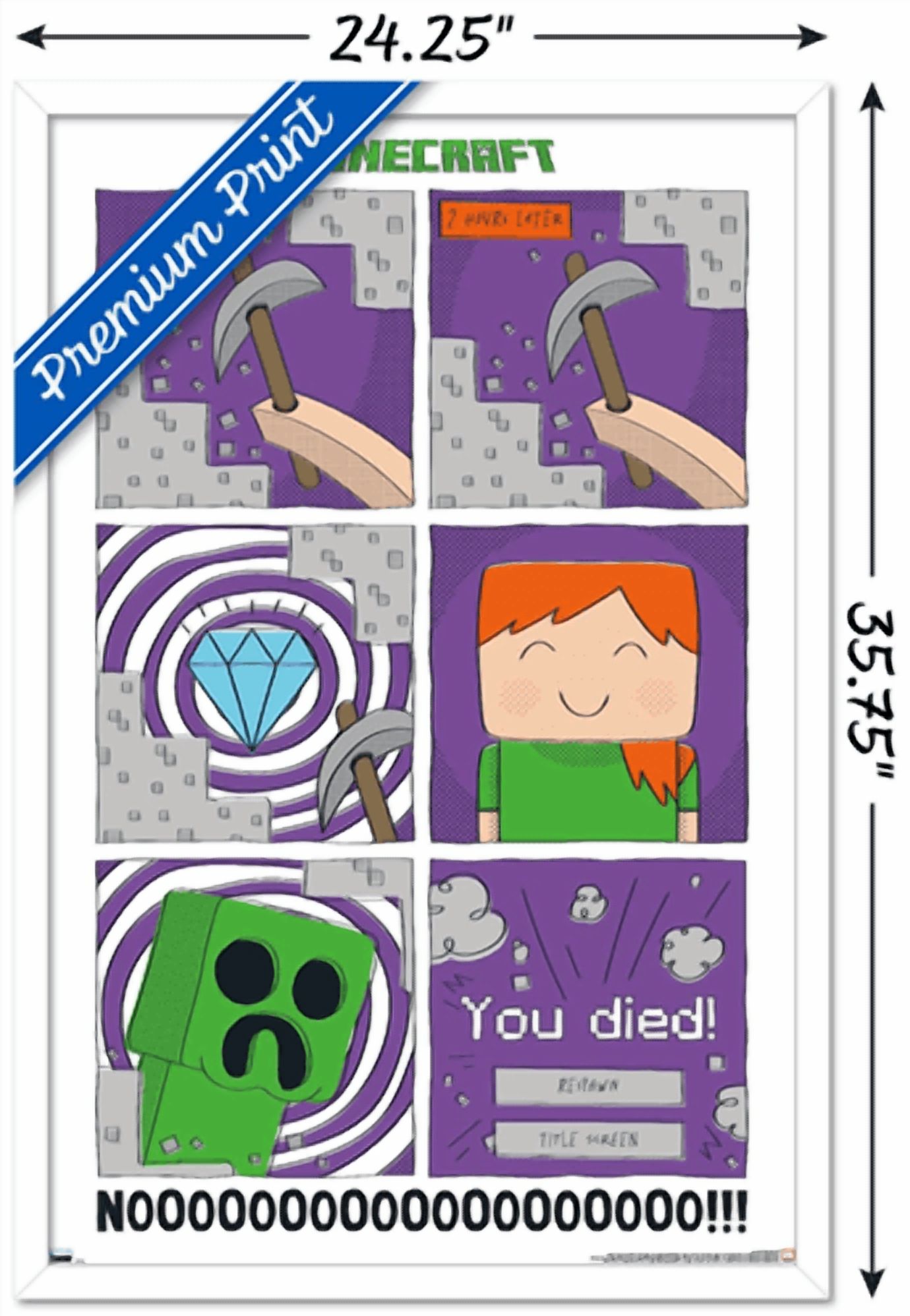 Minecraft - Simple Comic Alex Creeper Wall Poster, 22.375" x 34" Framed
