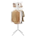 thumbnail image 1 of SONGMICS 2-Tier Clothes Drying Rack, 72-Inch Folding Laundry Drying Rack with 3 Rotatable Arms for Hangers, 24 Clips, Stainless Steel, for 27 Pieces of Clothes, White and Silver, 1 of 4