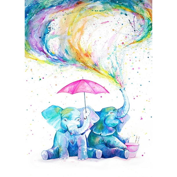 Pintura de diamante (DE6761) 5D DIY Kit de diamantes de imitación cuadrados de elefante 40x50cm FLhrweasw Nuevo