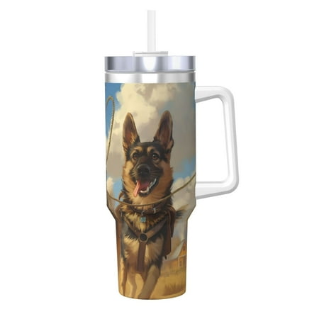 

Fuzoiu Farm Corgi German Shepherd Print 40OZ Ice Bully Stainless Steel Insulated Cup with Handle and Straw - Perfect for Travel and Sports
