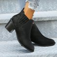 thumbnail image 6 of POROPL Ankle Boots for Women Low Heel Chunky Suede Retro Denim Shoes,Boots for Women Size 5.5, 6 of 7