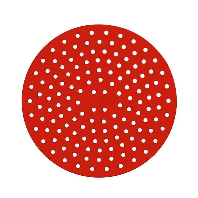 Doublure de Friteuse à Air Chaud Réutilisable en Silicone Antiadhésif Résistant à la Chaleur Tapis de Panier Papier Cuisson Gadgets de Cuisine Fournitures pour la Maison Rouge 9 Pouces