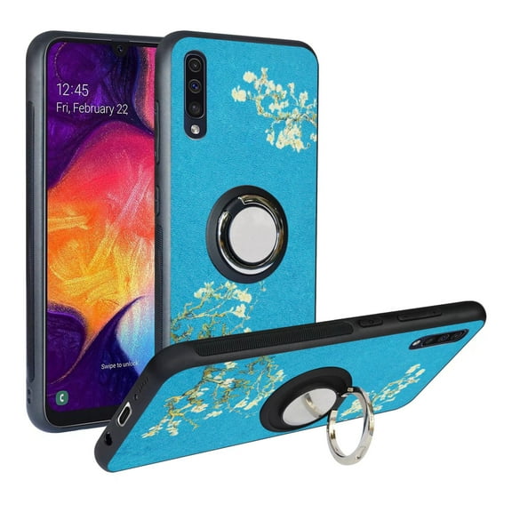 Labanema Samsung Galaxy A50 2019 /A505 Case with 360 Degree Rotating Ring Stand, Support Magnetic Car Mount, Protective Cover for Samsung Galaxy A50 2019 /A505 (Apricot Flower)