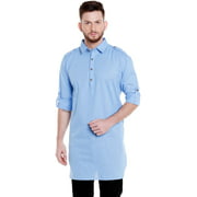 In-Sattva Mens Pullover Pathani Rollup Sleeve Kurta Tunic with Shoulder Strap