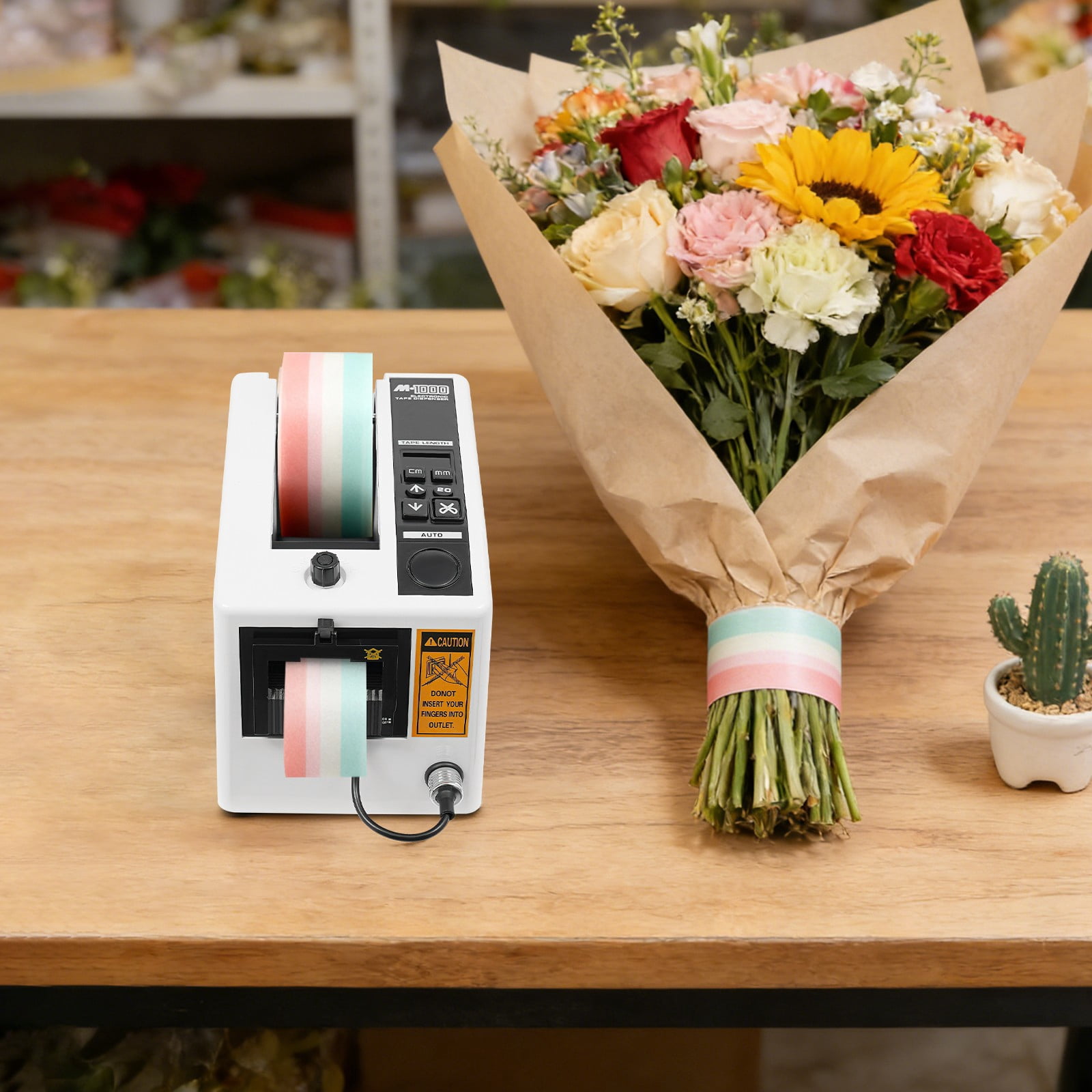 20-30W Electric Ribbon Cutting Machine, Automatic Tape Dispenser with Adjustable Length 0.79-39.33in, 110V Ribbon Cutter for Packing, Warehouse, Office, Works with Multiple Tape Rolls