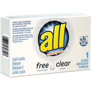 All 2979351 Free Clear HE Liquid Laundry Detergent, Unscented, 1.6 oz Vend-Box, 100/Carton (VEN2979351)