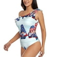 thumbnail image 3 of Picia Cute Gnomes in USA1 Pattern Women's One Piece Swimsuits,One Shoulder Swimwear Asymmetric ,Ruffle Monokinis Bathing Suits,High Waisted Flattering Bathing Suits-Small, 3 of 8