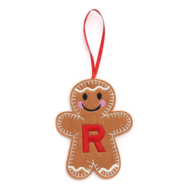 Adornos de jengibre con iniciales del alfabeto Monograma de jengibre Adorno colgante para el árbol de Navidad con la letra del apellido Decoración para el árbol de Navidad