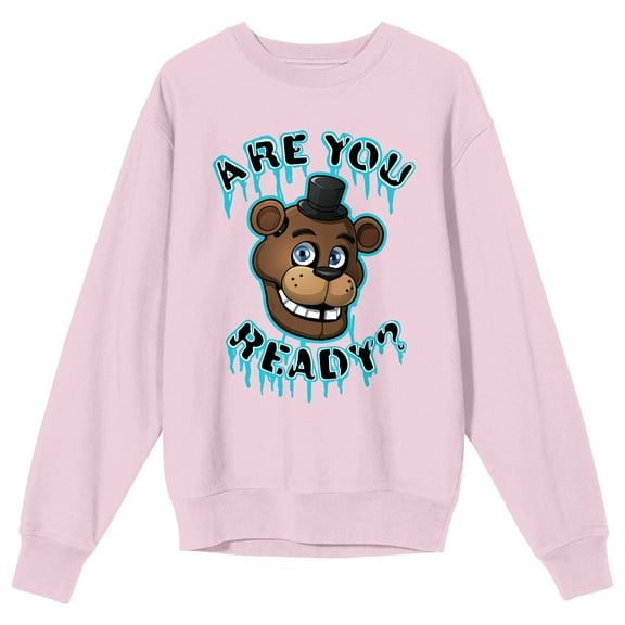 Five Nights at Freddy's Are You Ready? Adult Pink Crew Neck Sweatshirt-Medium