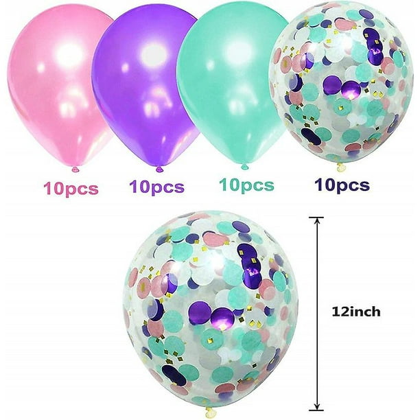 40pcs Unicorn Mermaid Balloons With Latex Confetti Balloons, Light Pink ...
