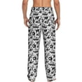 thumbnail image 3 of Uemuo Black White Halloween Pattern Men's Wide Leg Palazzo Lounge Pants with Pockets Light Weight Loose Comfy Casual Pajama Pants-Small, 3 of 9