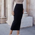 thumbnail image 4 of Falda ceñida de cintura alta Slim Fit Lápiz elástico Otoño Midi Negro Falda elegante simple para la oficina ANGGREK Otros, 4 of 6