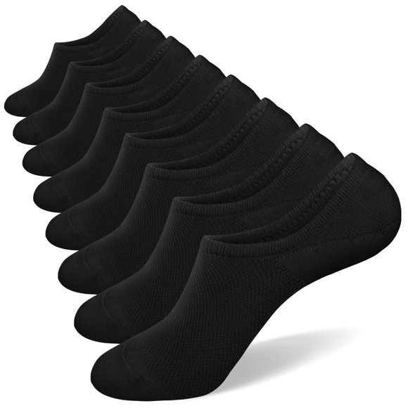 SIXDAYSOX No Show Socks for Men 8 pack Cotton Thin Low Cut Non Slip for Loafer Flats Sneakers Shoe Size 5-8
