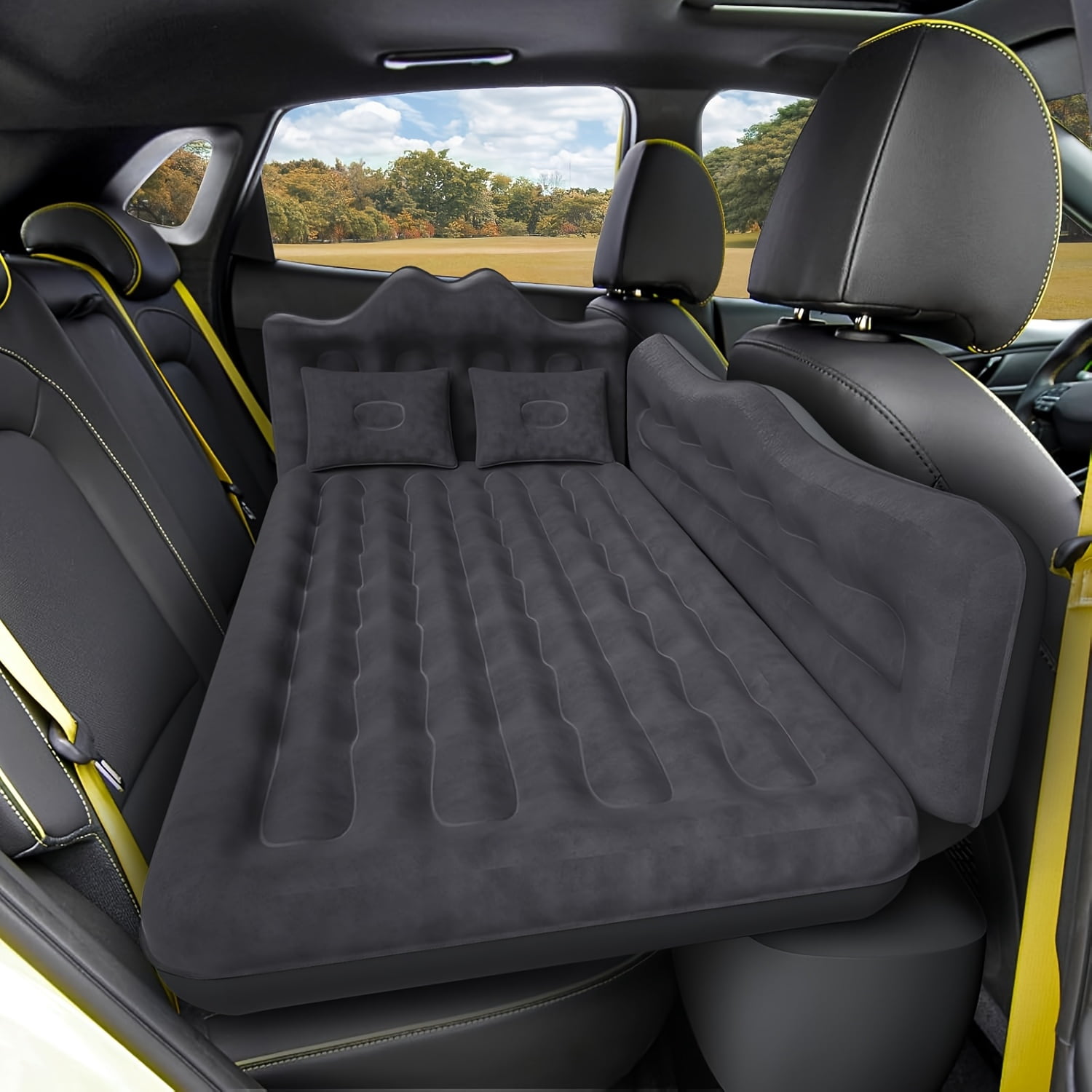 Inflatable Mattress for Car & Truck Back Seat, Portable Vehicle Air Bed for SUVs MPVs, Includes 2 Pillows, Ideal for Camping Road Trips Car Journeys Backpacking Hiking Outdoor Activities