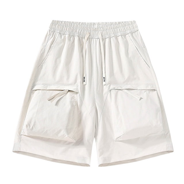 WRKEKC Men's Athletic Shorts Solid Color Casual Loose Zipper Pocket Drawstring Quick Dry Elastic Waist Shorts 5-Inch Inseam for Sports