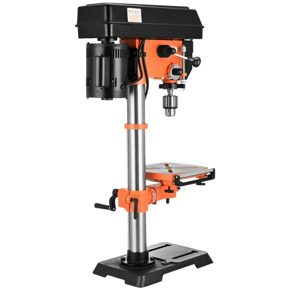 KFFKFF 12-inch Tabletop Drill Press, 5 Amp 120V, Adjustable Speed Cast Iron Drill Press, 12-inch Swing Distance 0-45° Adjustable Worktable with Laser Work Light, Benchtop Drilling Device for Wood