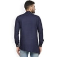 thumbnail image 5 of eloria Indian Traditional Navy Blue Thread Work Solid Cotton Blend Kurta For Men's, 5 of 7